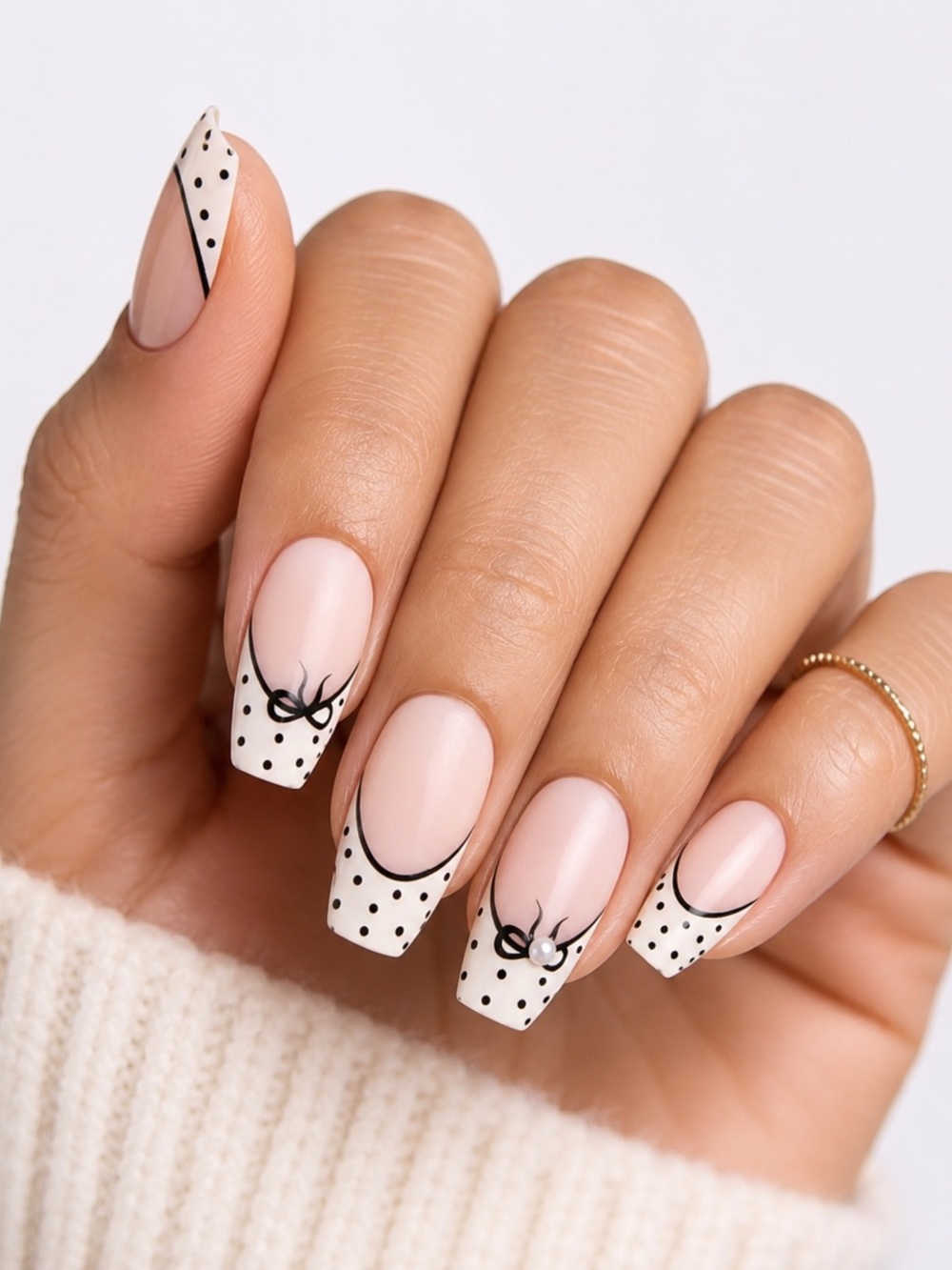Impress Press On Nails in French Tip Polka Dots